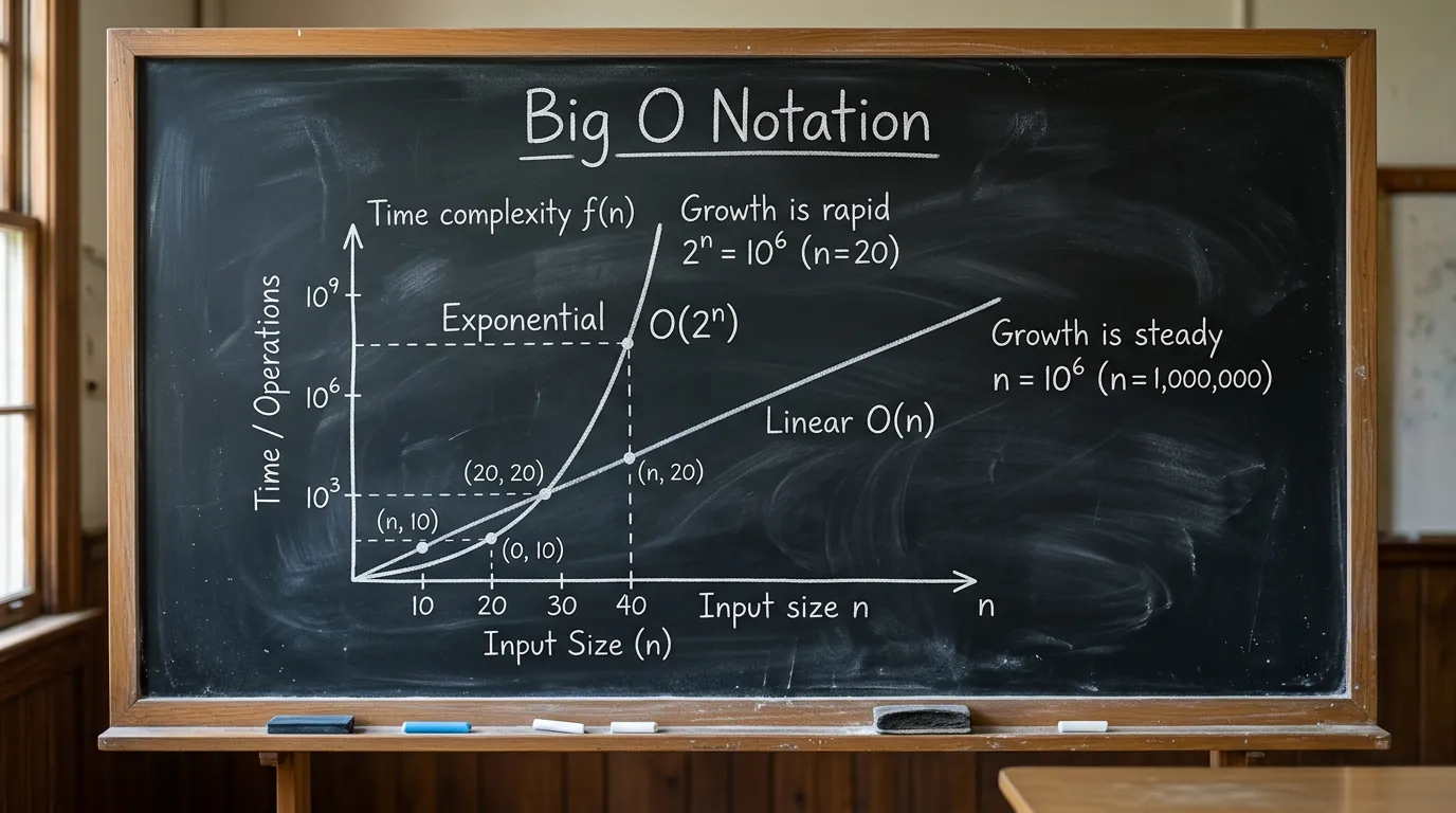 Gráfico comparativo de complexidade de algoritmos Big O