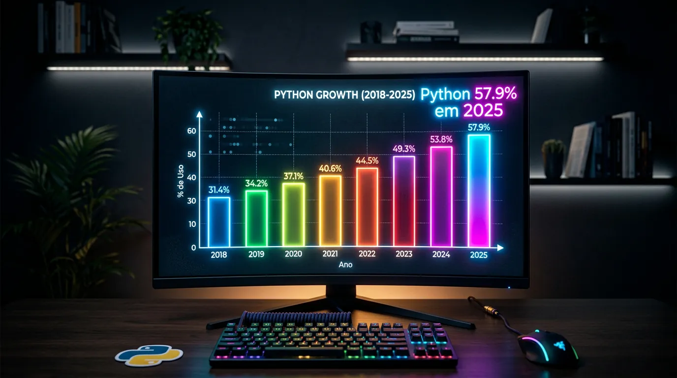 Gráfico de crescimento do Python em 2025