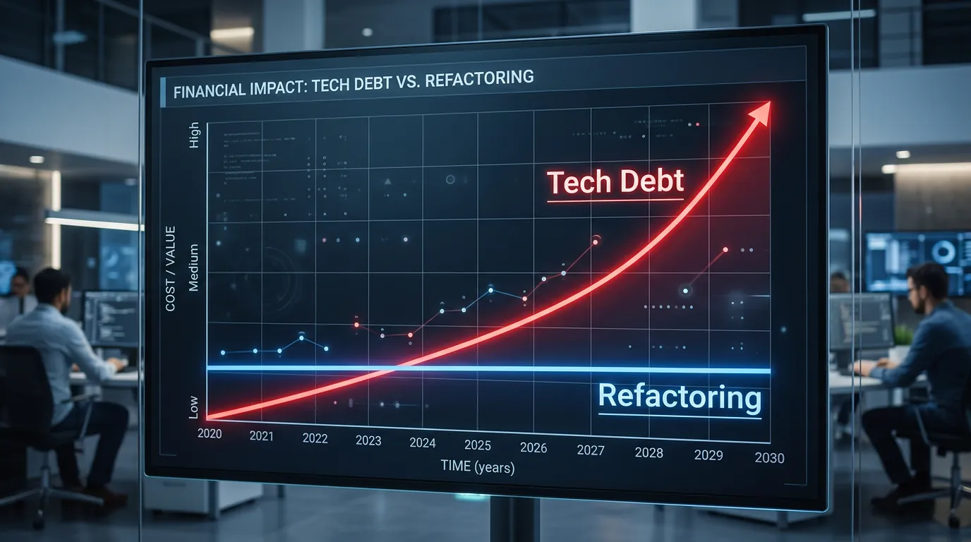Gráfico ilustrando o crescimento do débito técnico