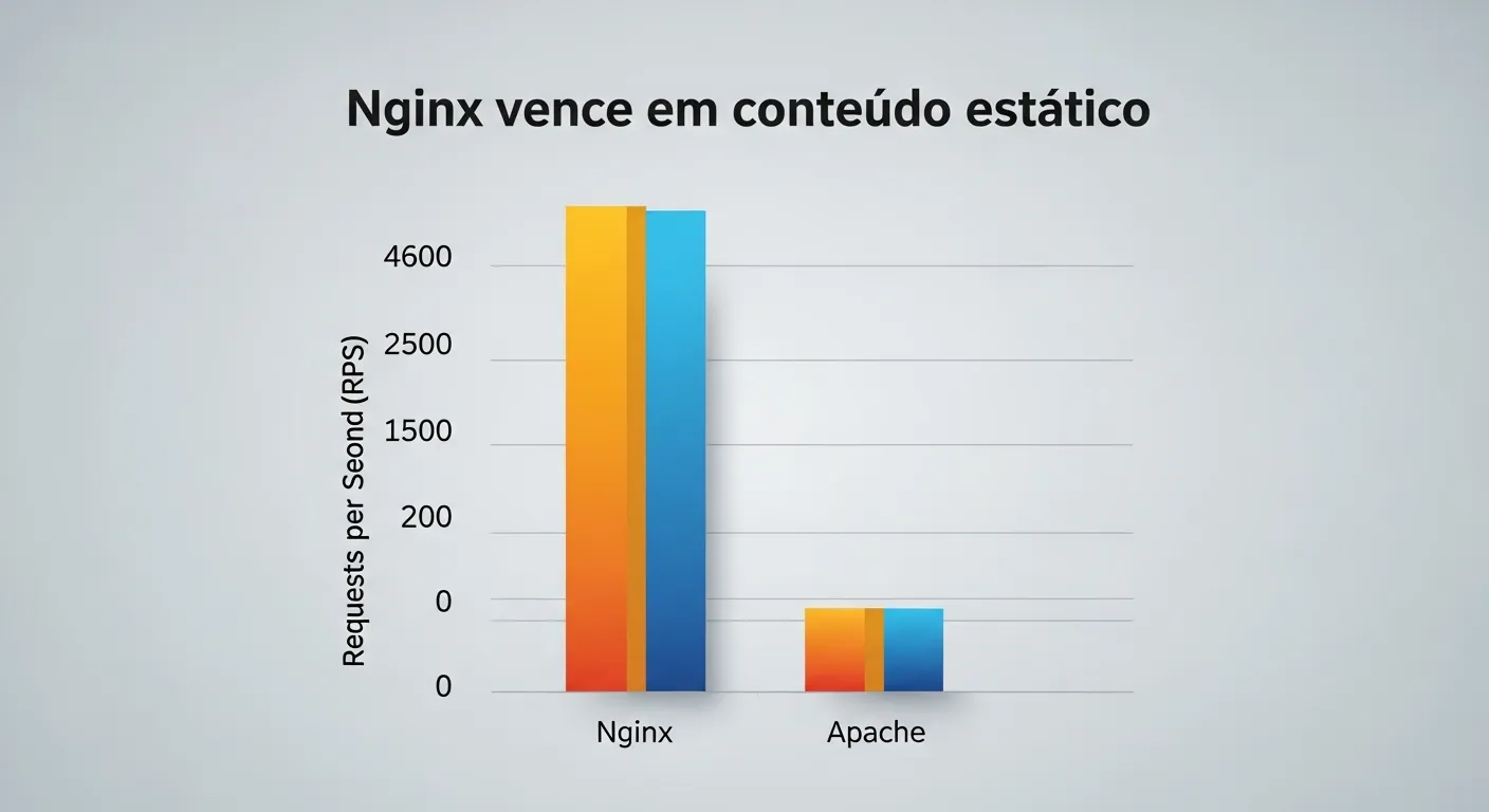 Alt Text Otimizado SEO: Gráfico de desempenho de requisições simultâneas Nginx vs Apache
