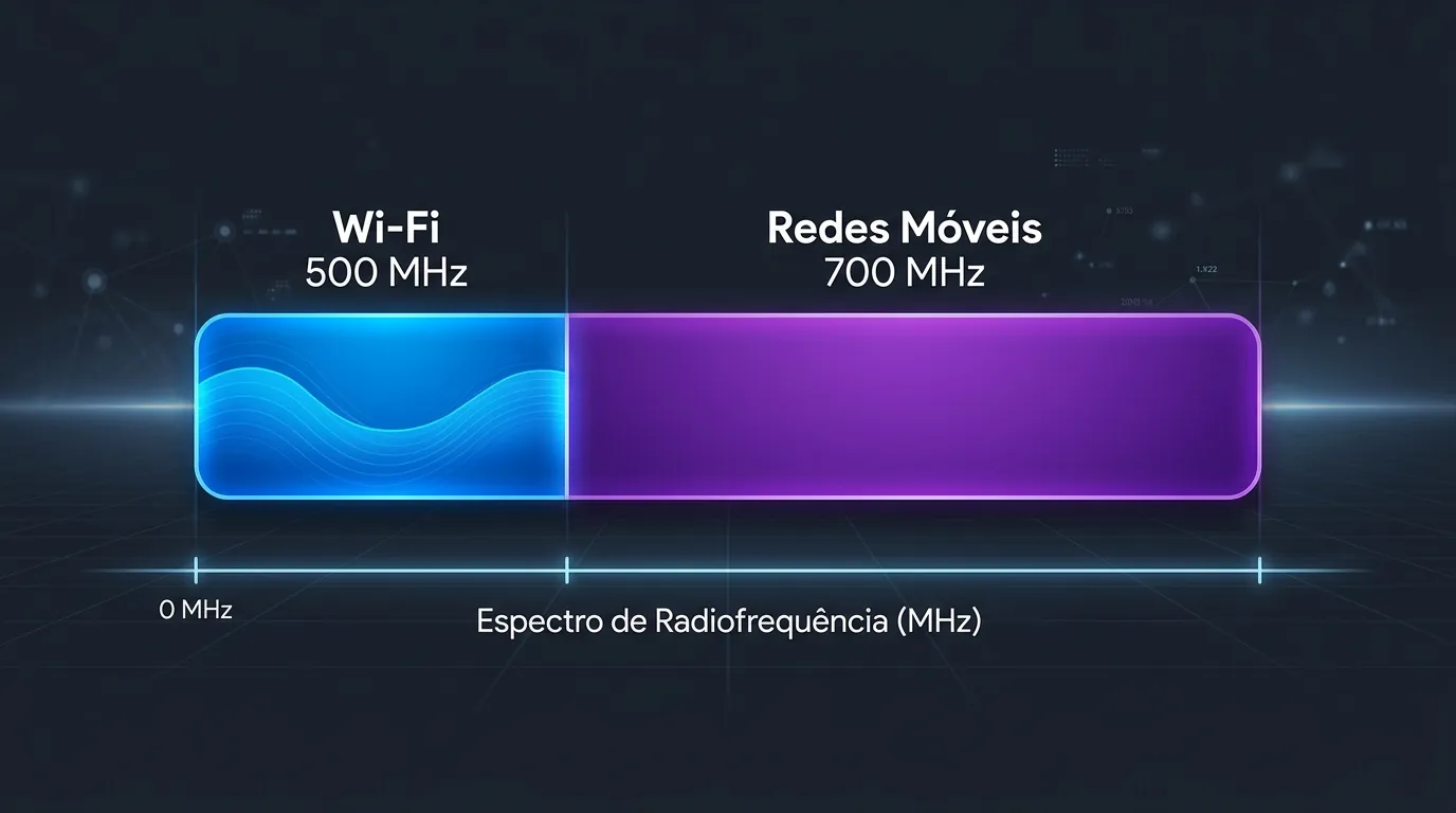 Gráfico ilustrando a divisão da faixa de 6 GHz pela Anatel