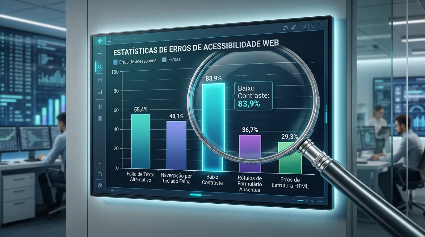 Grafico de erros mais comuns de acessibilidade web
