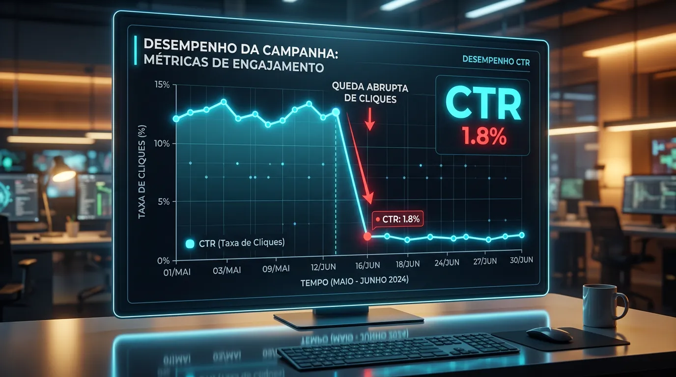 Gráfico mostrando queda de CTR orgânico com AI Overviews