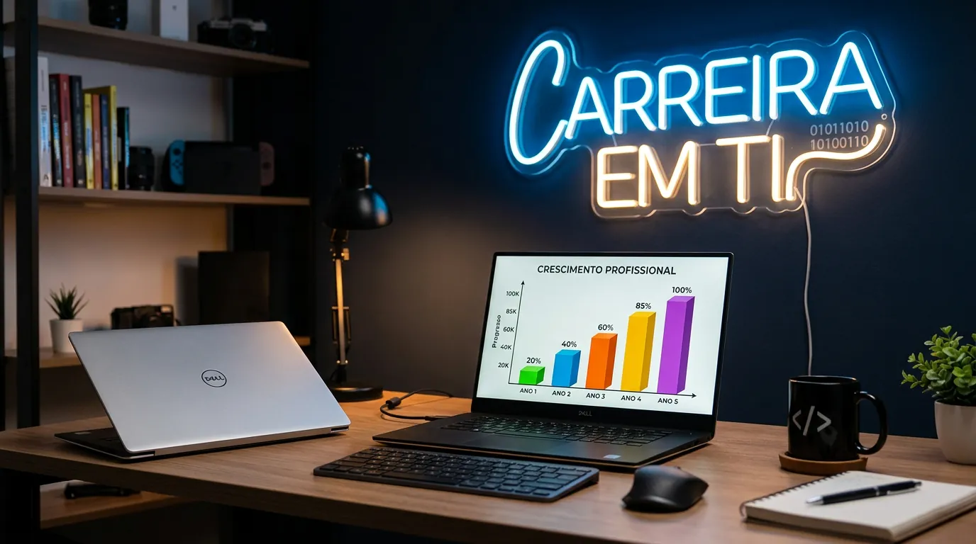 Gráfico de evolução salarial e carreira em tecnologia