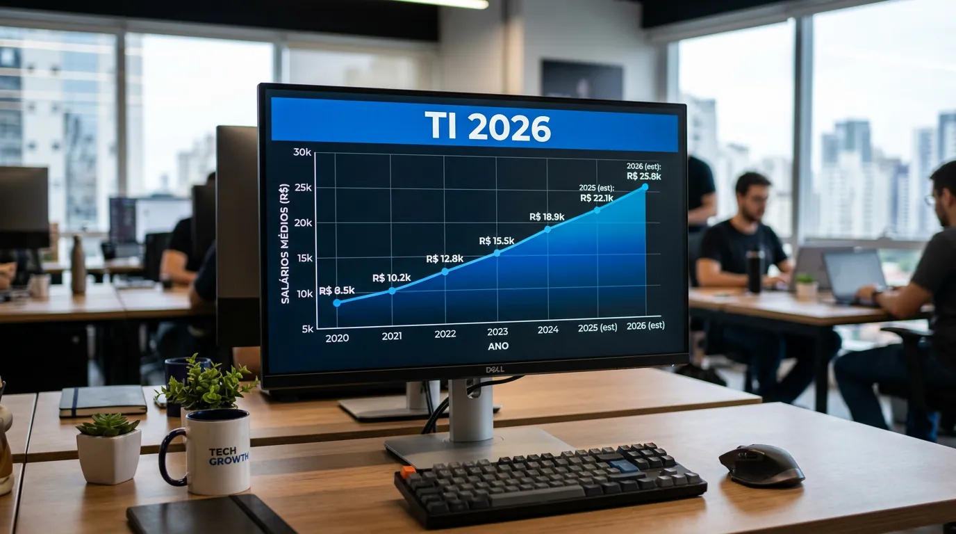 Gráfico de salários de TI em 2026