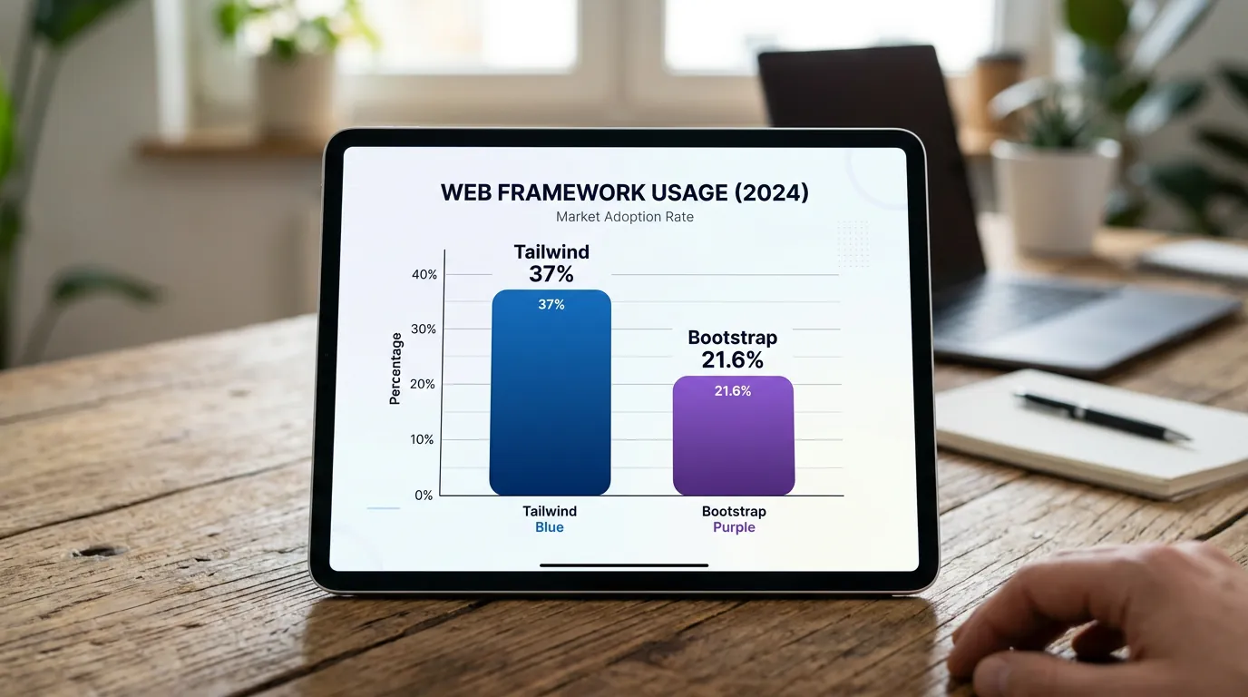 Gráfico comparativo entre Tailwind e Bootstrap