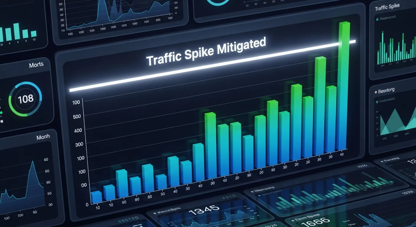 Gráfico de tráfego web mitigado por CDN