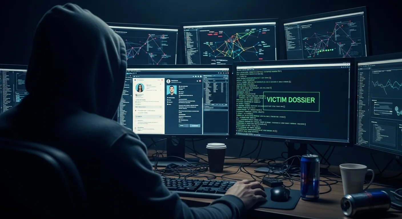 Hacker realizando coleta de dados para pretexting