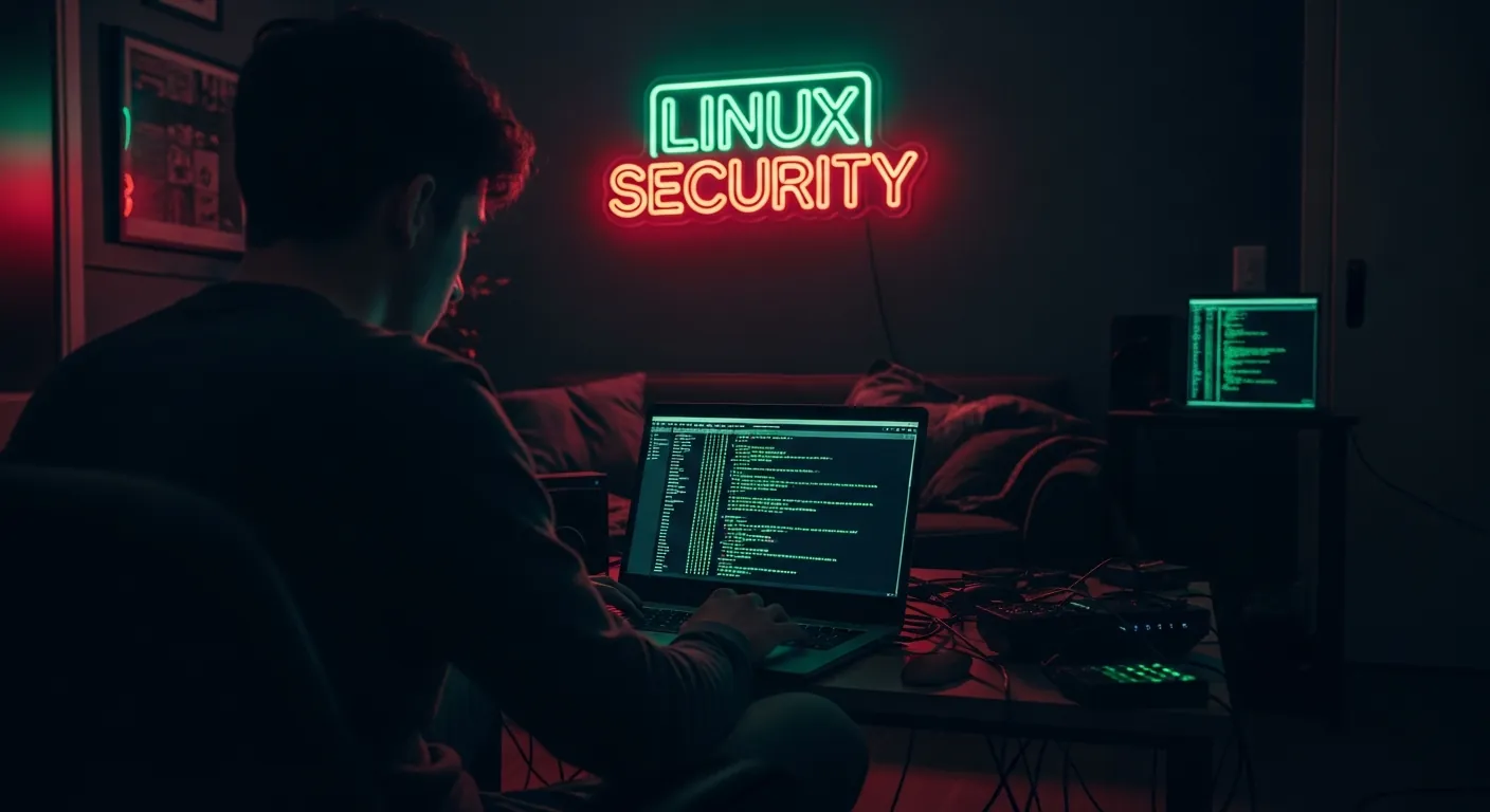 Hacker ético operando terminal Linux em ambiente de cibersegurança