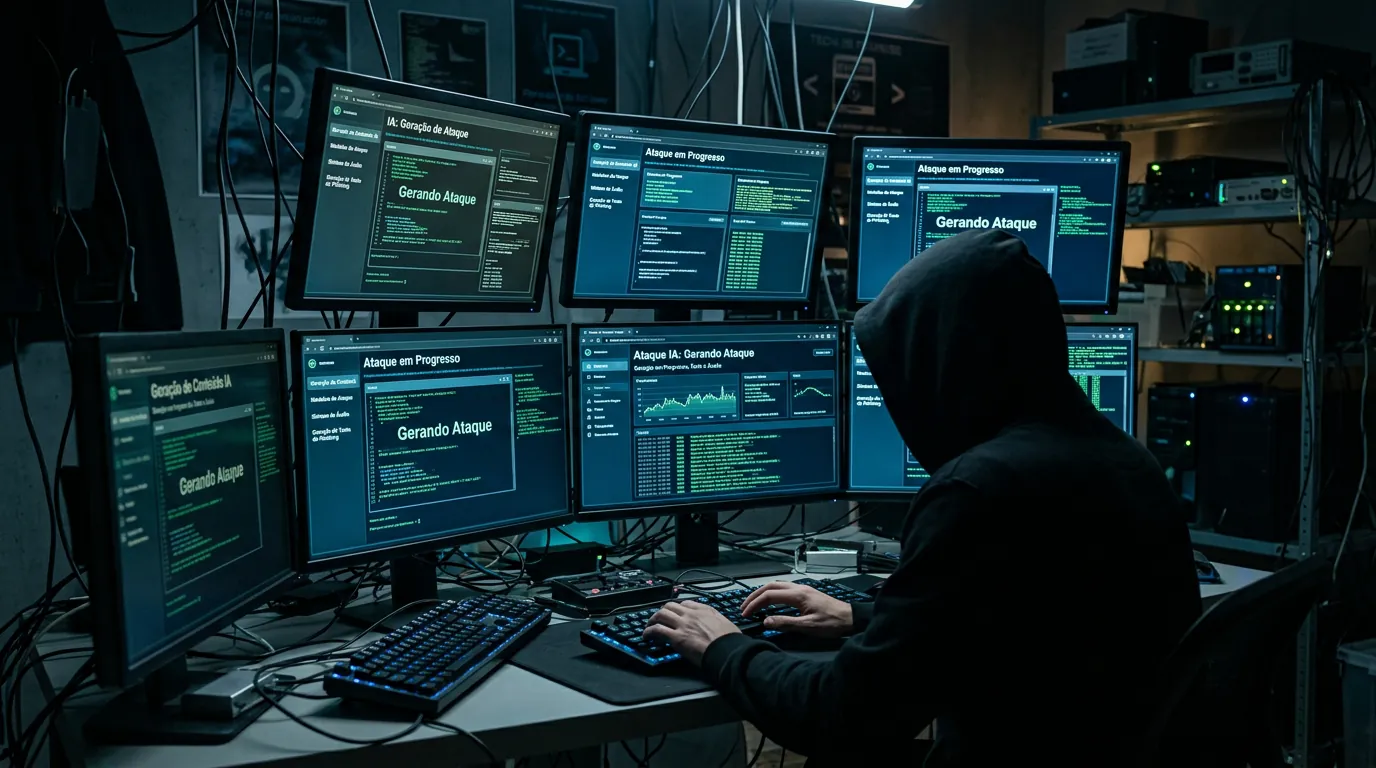 Hacker usando IA para ataques de engenharia social