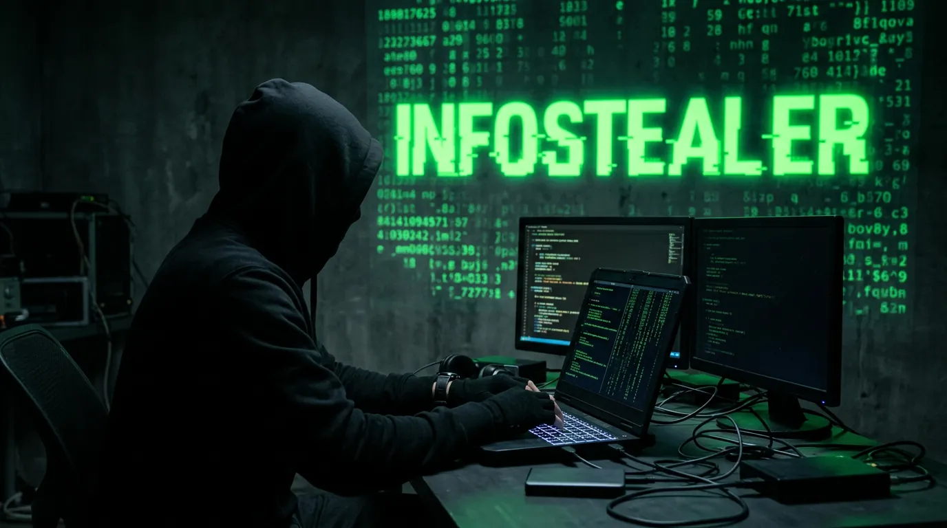 Hacker roubando dados com infostealer