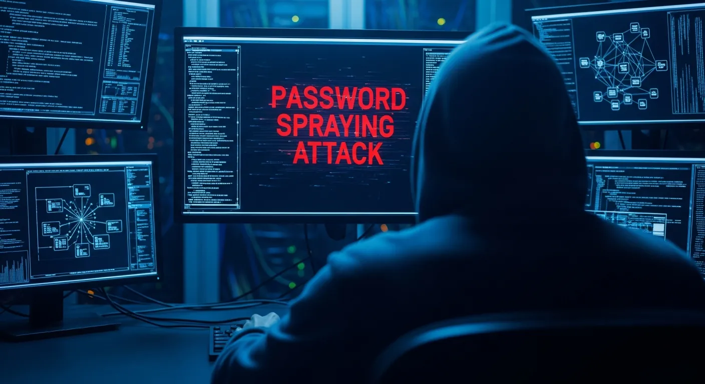 Hacker realizando ataque de password spraying