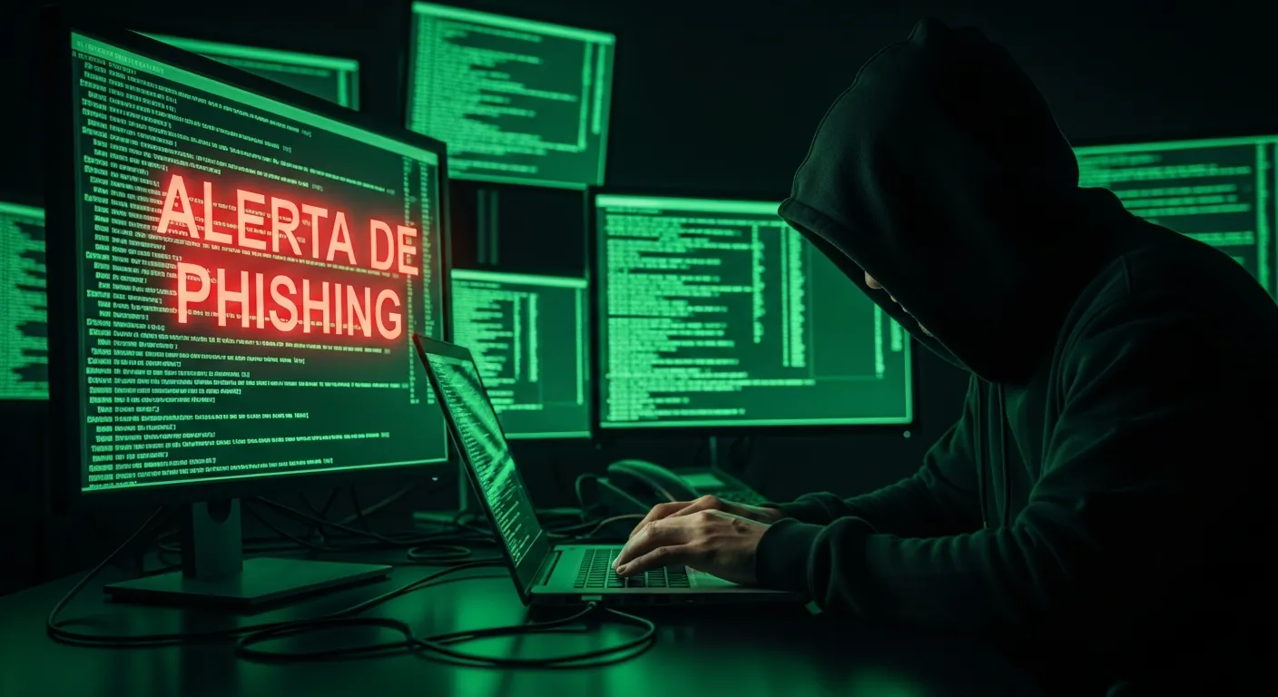 Hacker realizando um ataque de phishing no computador