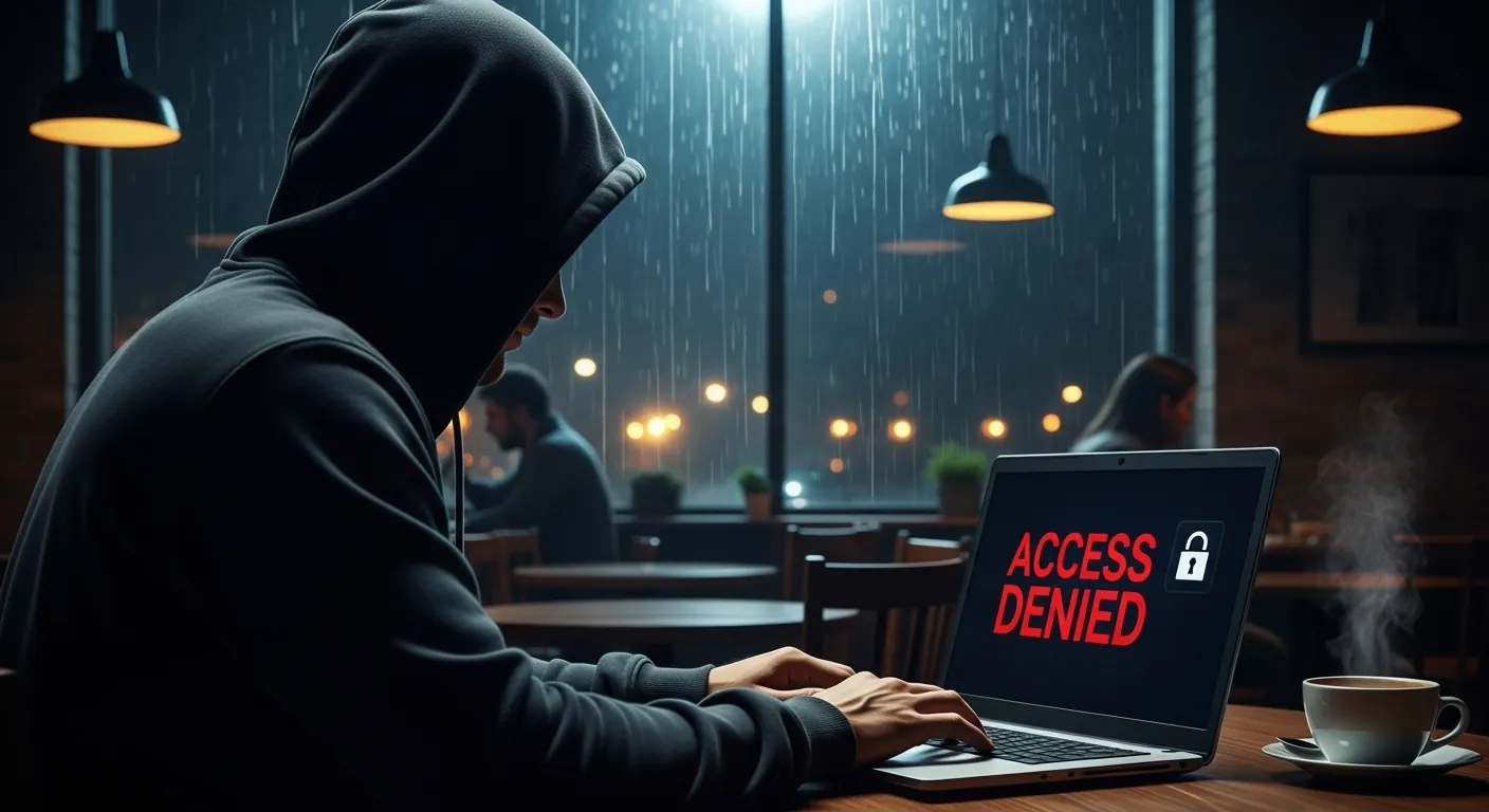 Hacker interceptando dados em Wi-Fi público