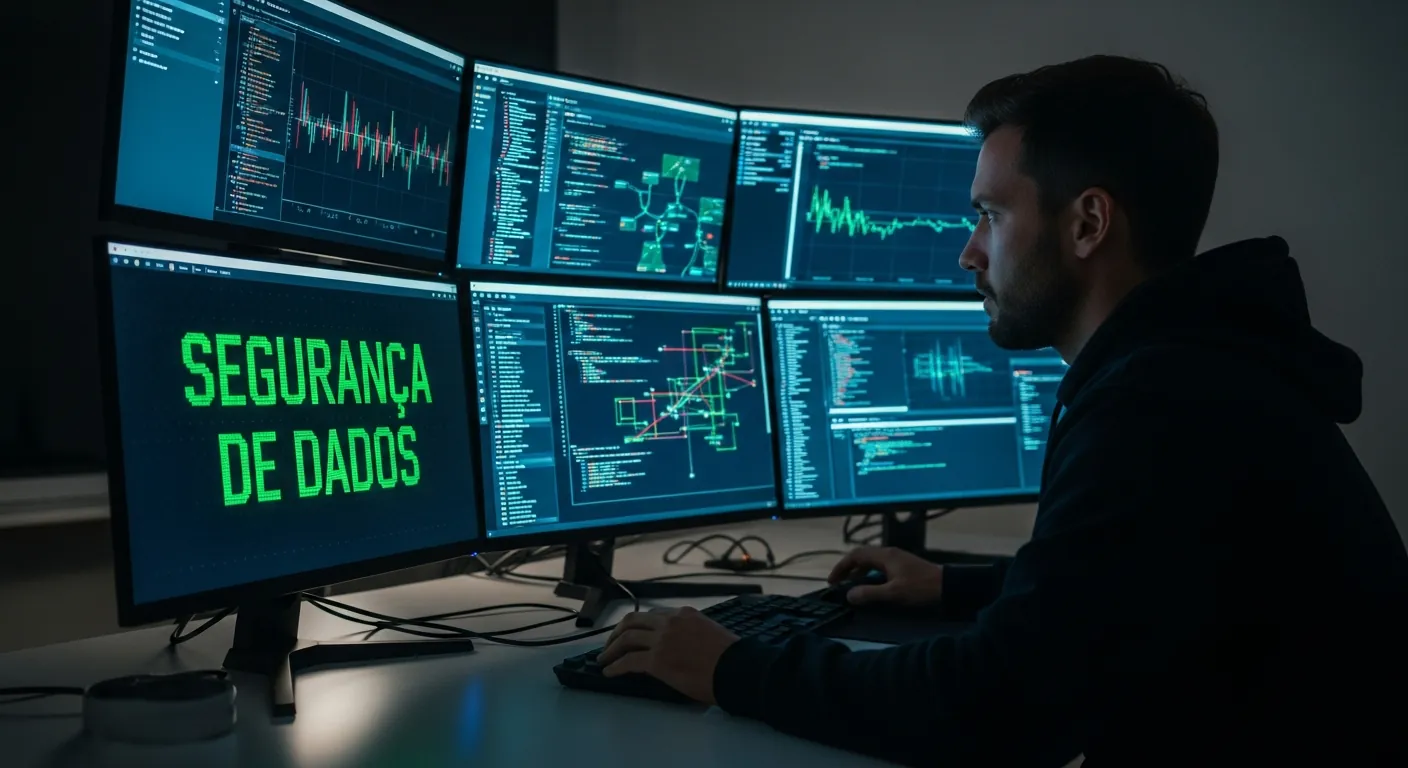 Profissional de hacking ético analisando segurança de dados