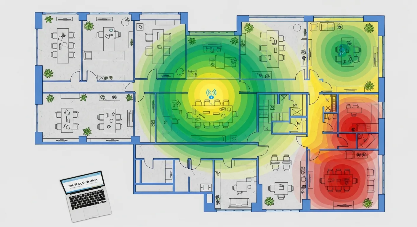Mapa de calor de cobertura Wi-Fi corporativa