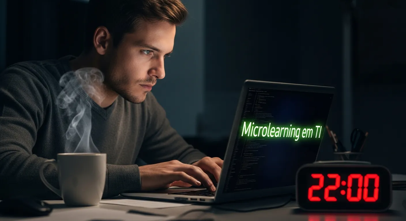 Homem estudando tecnologia à noite
