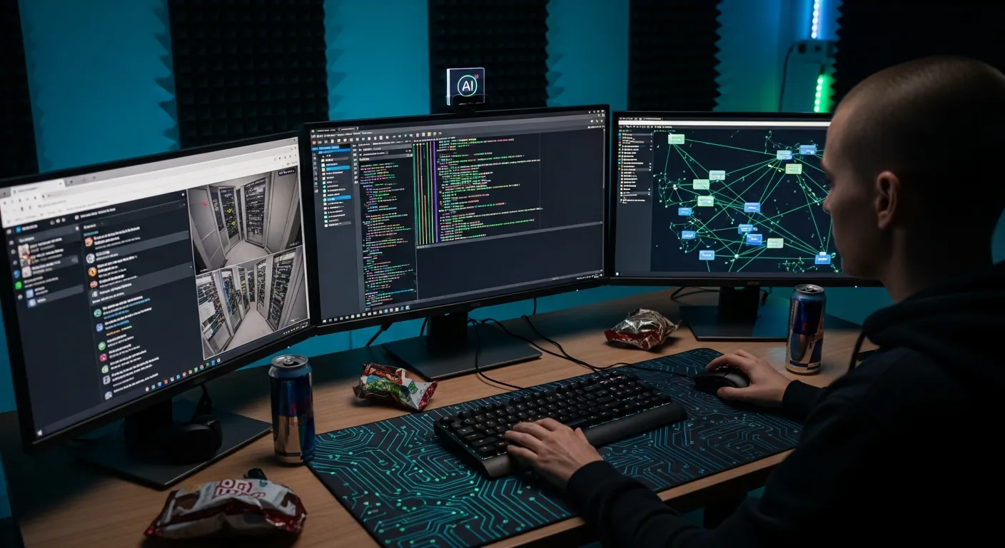 Representação visual de IA auxiliando em testes de invasão