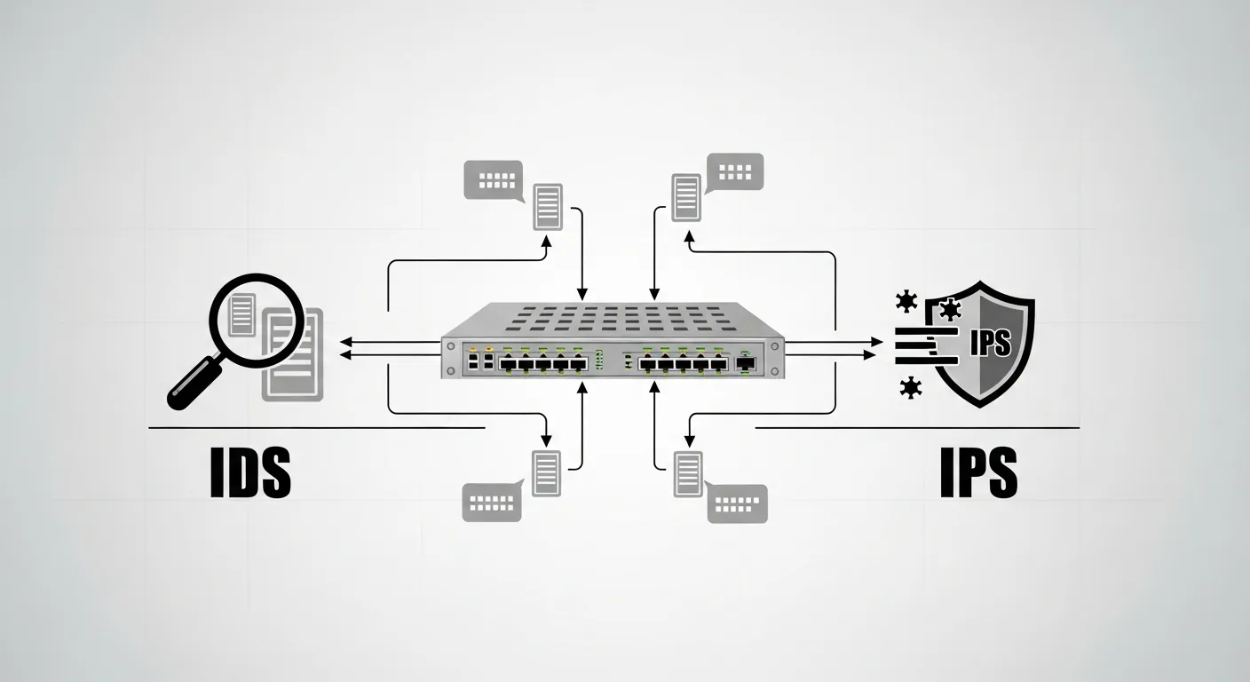 Diagrama de funcionamento de IDS e IPS na rede