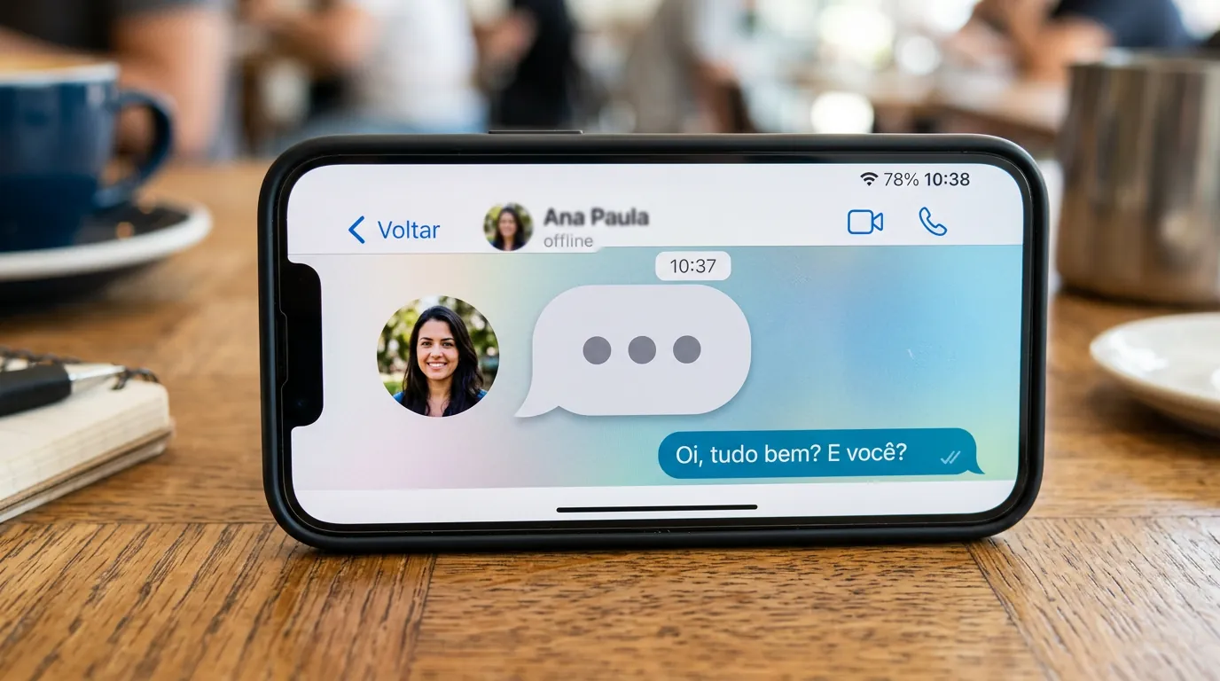 Novo balão de digitação com três pontos no WhatsApp que aparece mesmo com o online desativado