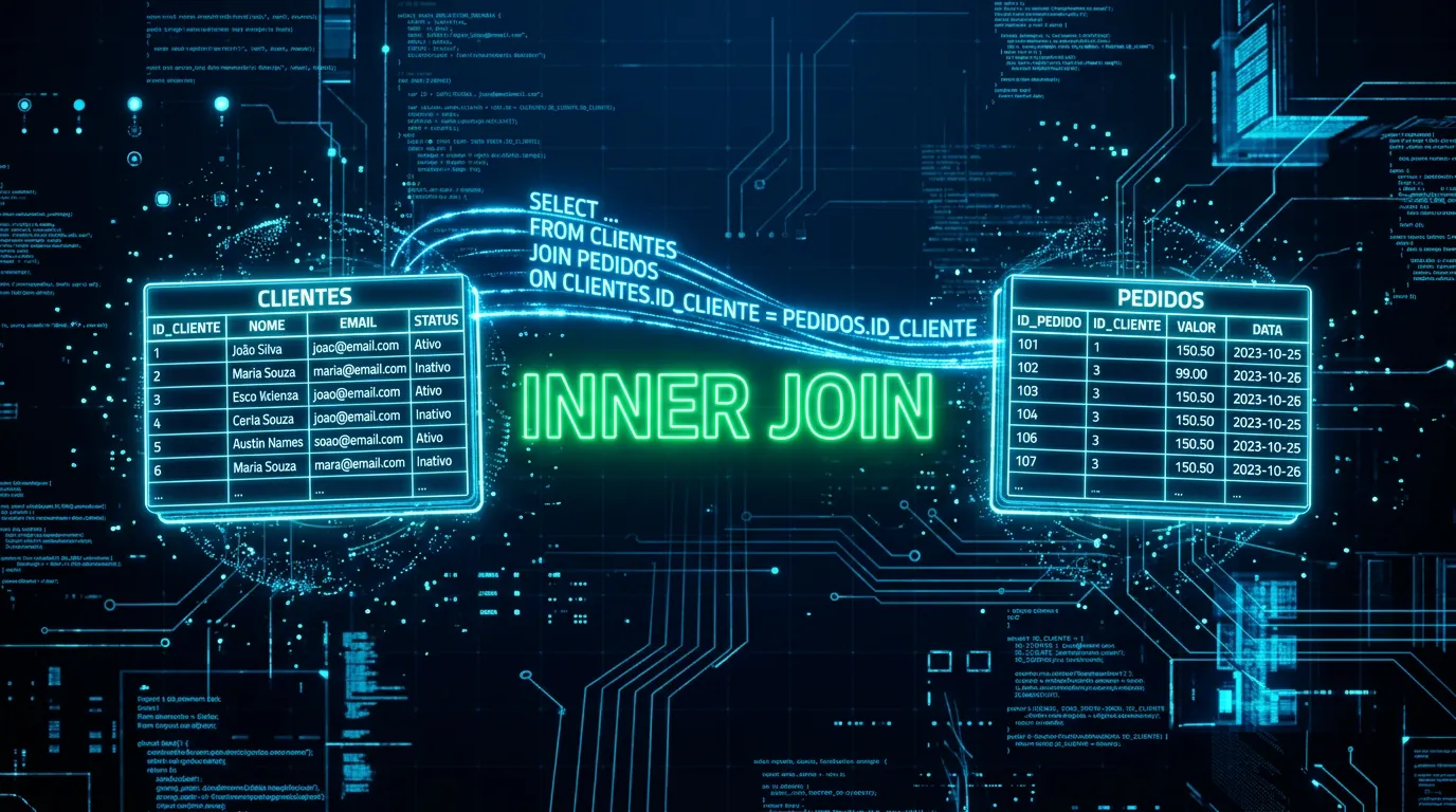 Representação visual de um INNER JOIN em SQL