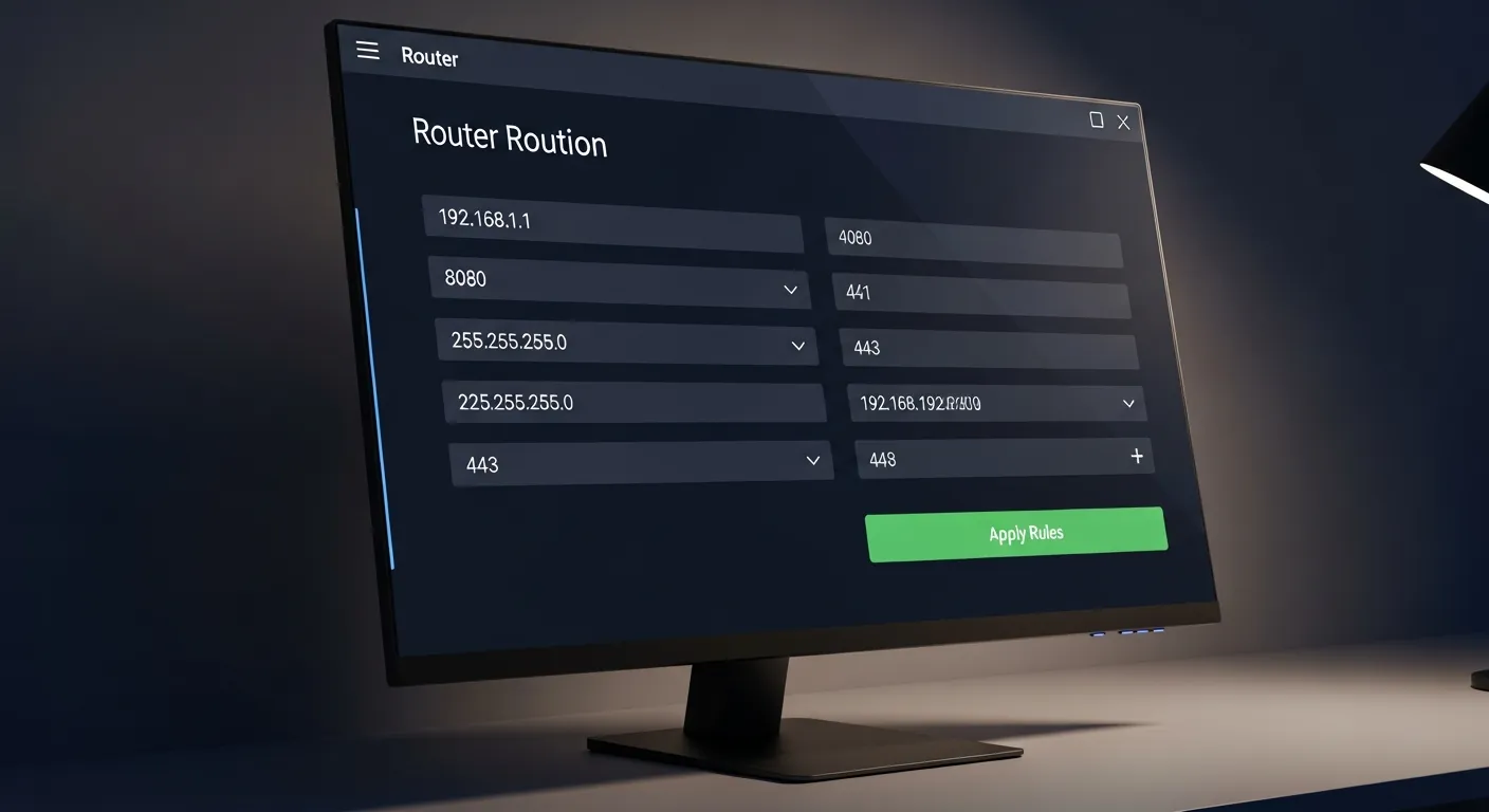 Tela de configuracao de portas no roteador
