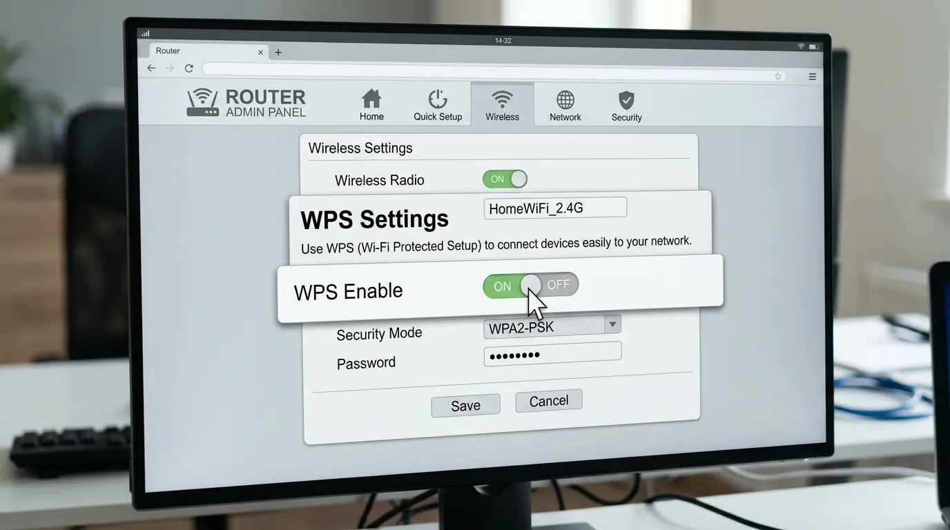 Desativando o WPS na interface do roteador
