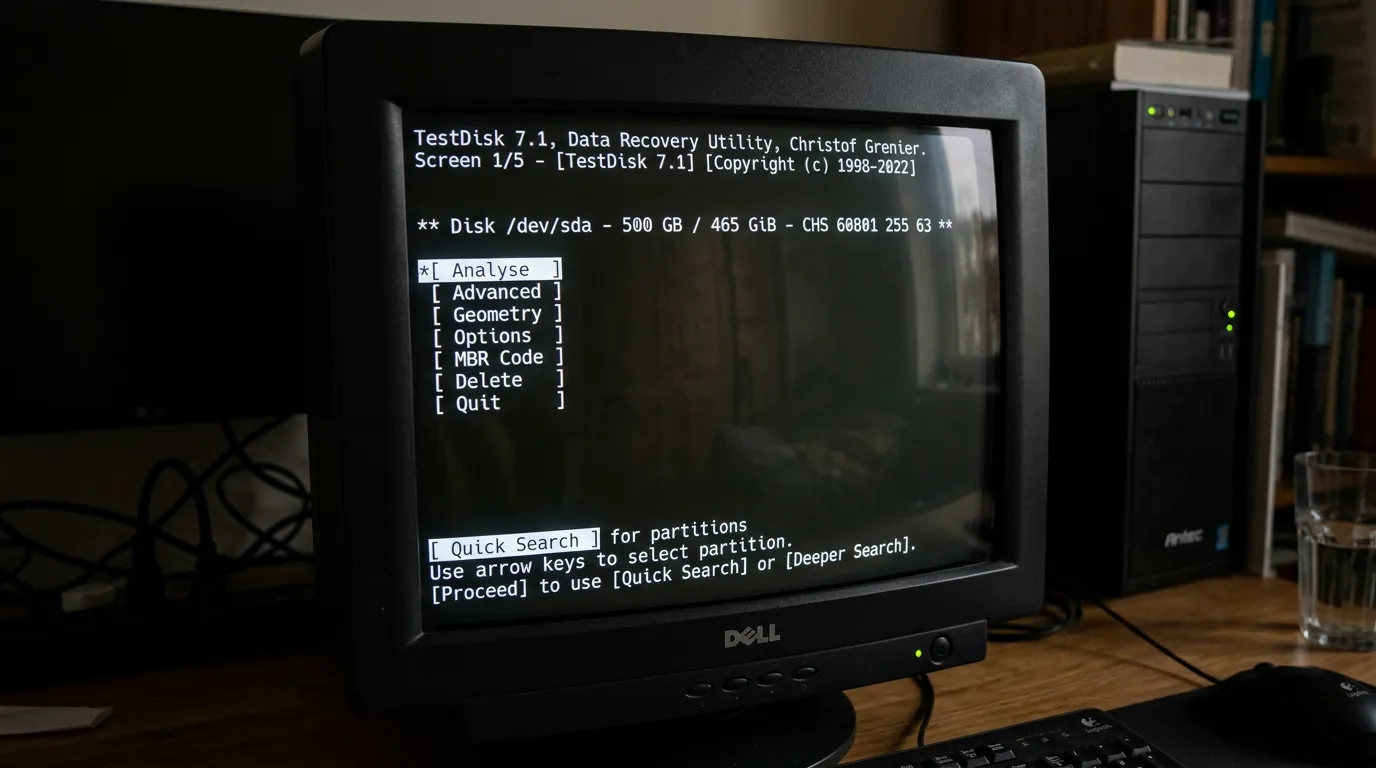 Interface de linha de comando do TestDisk
