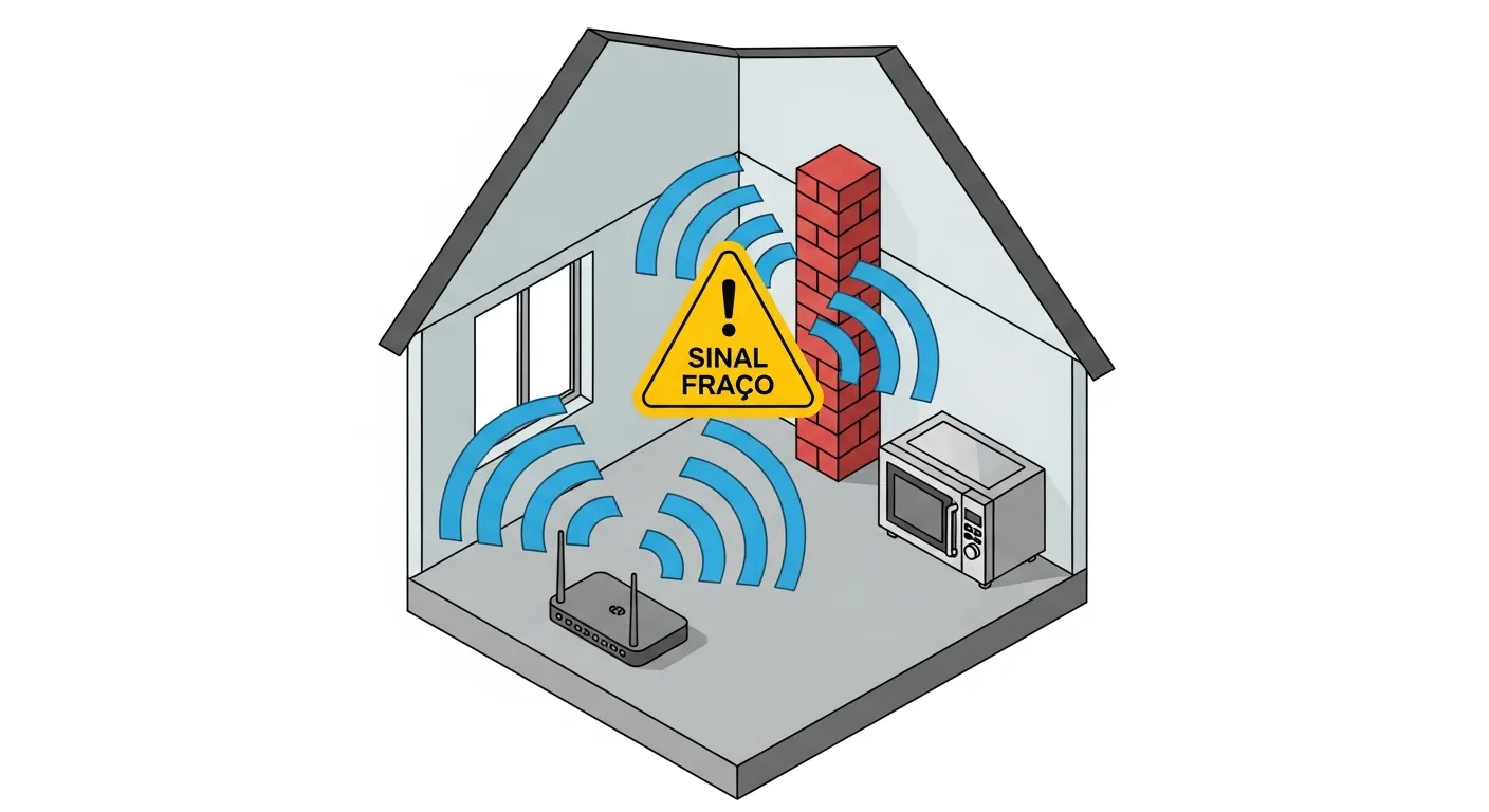 Interferência de sinal Wi-Fi em casa