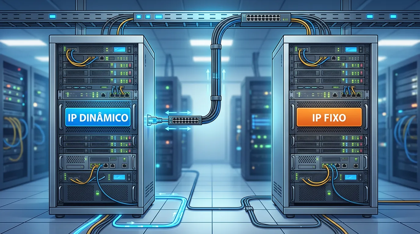 Comparativo visual entre IP fixo e dinâmico
