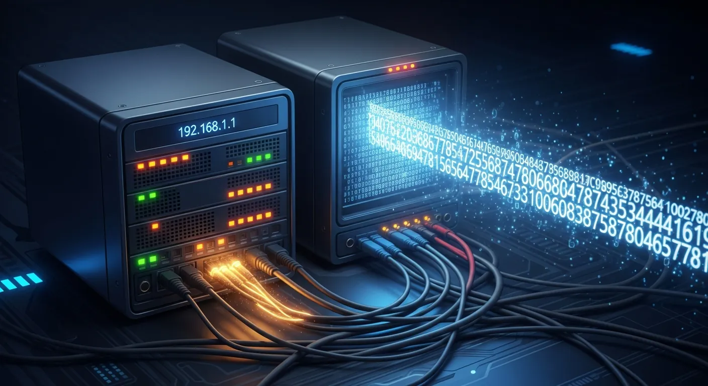 Comparação visual entre o formato de um endereço IPv4 e um endereço IPv6