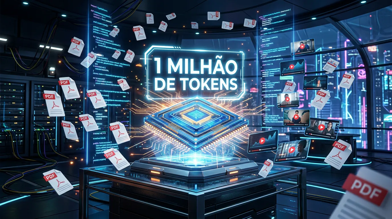 Capacidade de 1 milhão de tokens do Gemini Pro para leitura de arquivos grandes