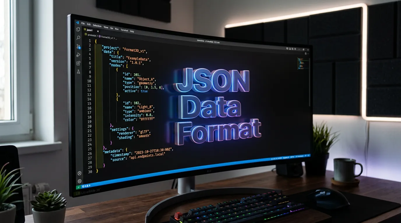 Código JSON na tela de um computador