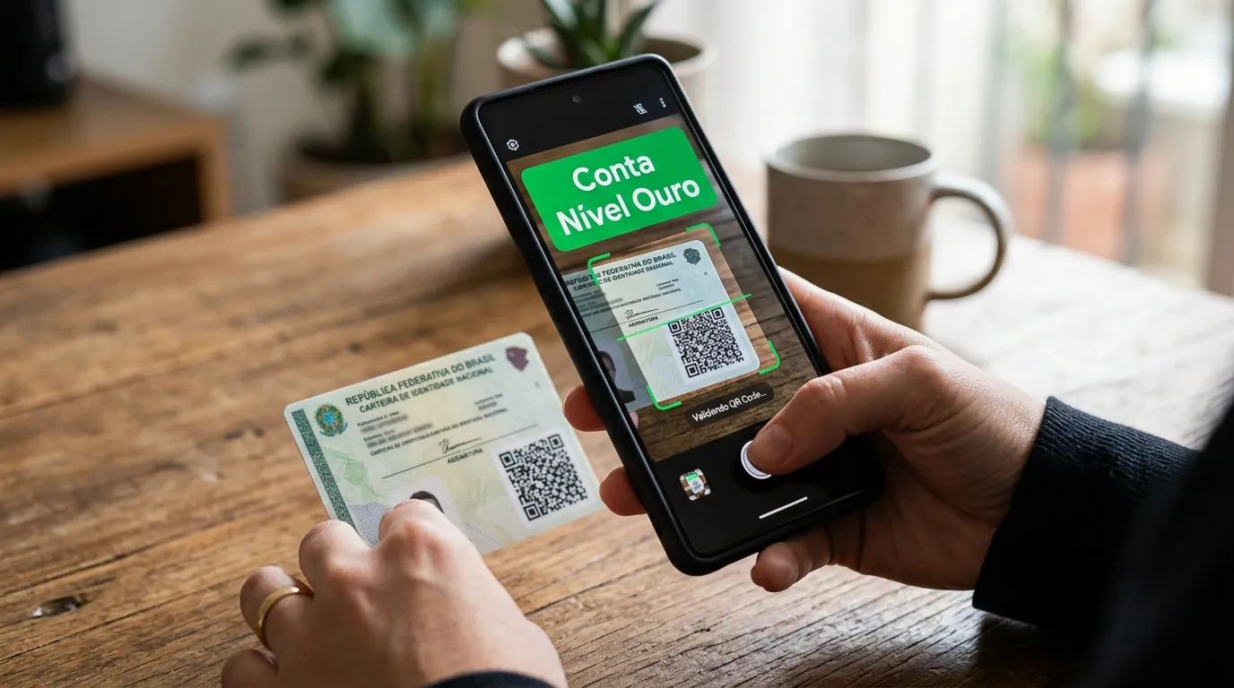 Leitura do QR Code da CIN no aplicativo gov.br para subir para conta nível Ouro