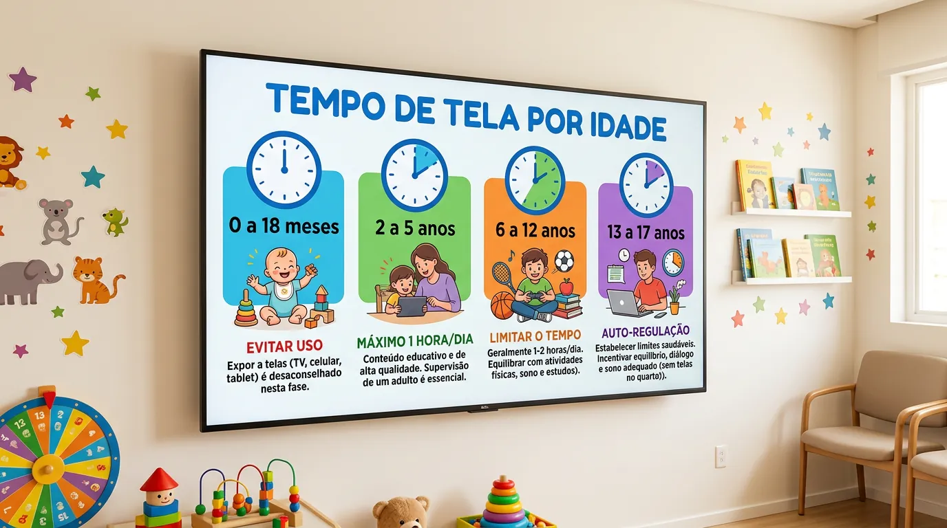 Limites de tempo de tela recomendados pela Sociedade Brasileira de Pediatria