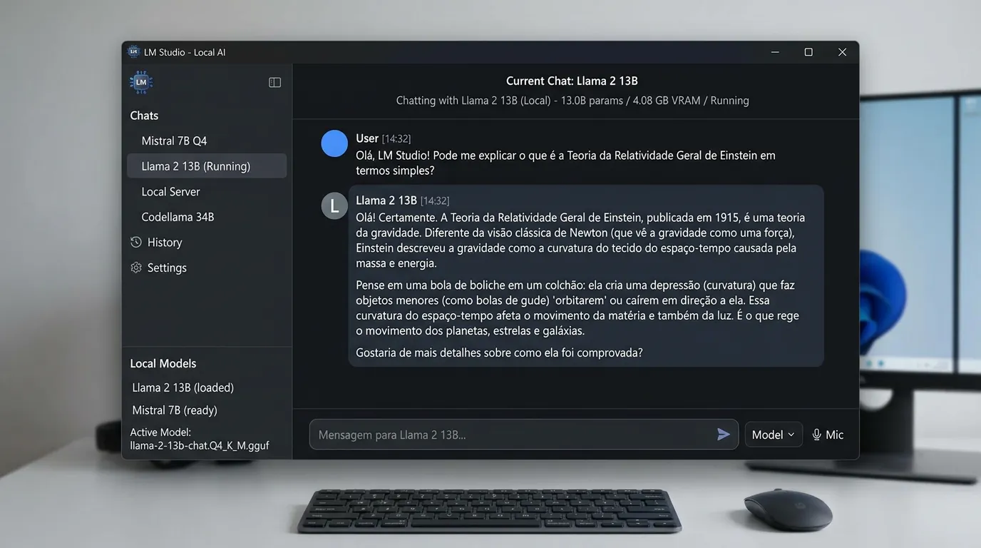 Interface do LM Studio rodando IA no PC