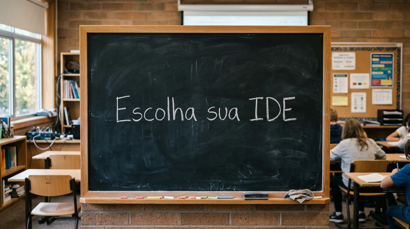 Lousa com dicas de escolha de IDE