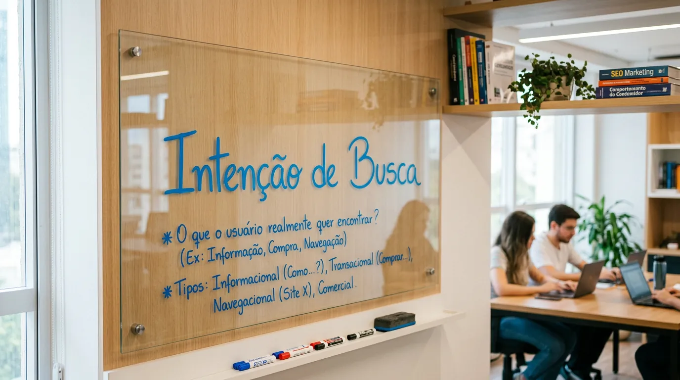 Lousa com a frase Intenção de Busca