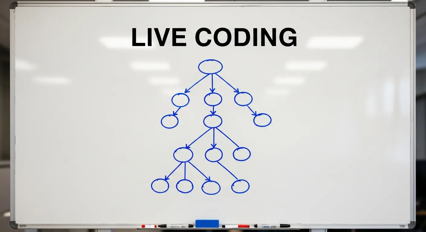 Lousa branca com teste de live coding
