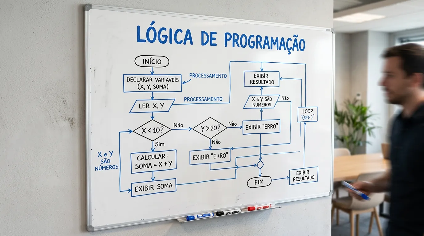 Lousa com conceitos de logica de programacao