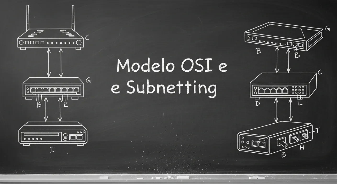 Lousa com conceitos de rede e subnetting