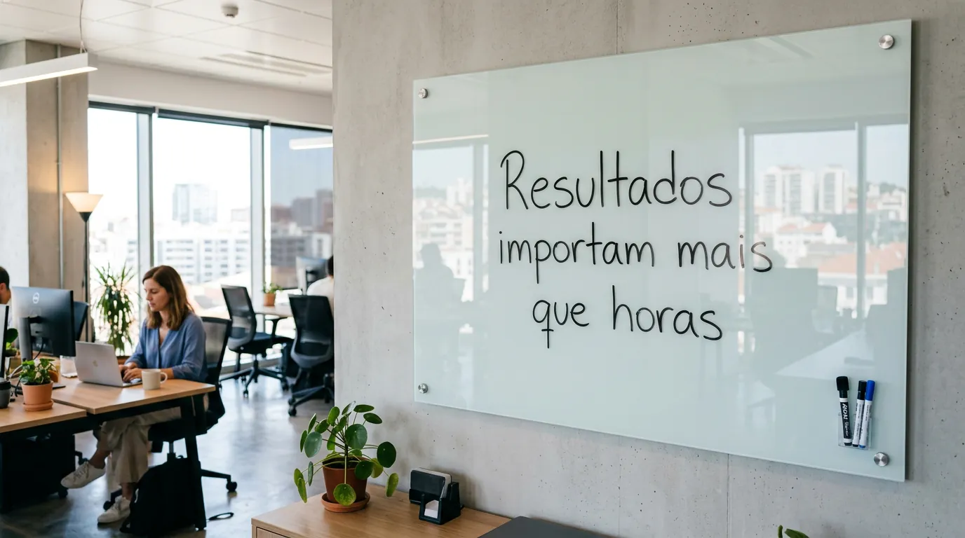Lousa com frase sobre resultados
