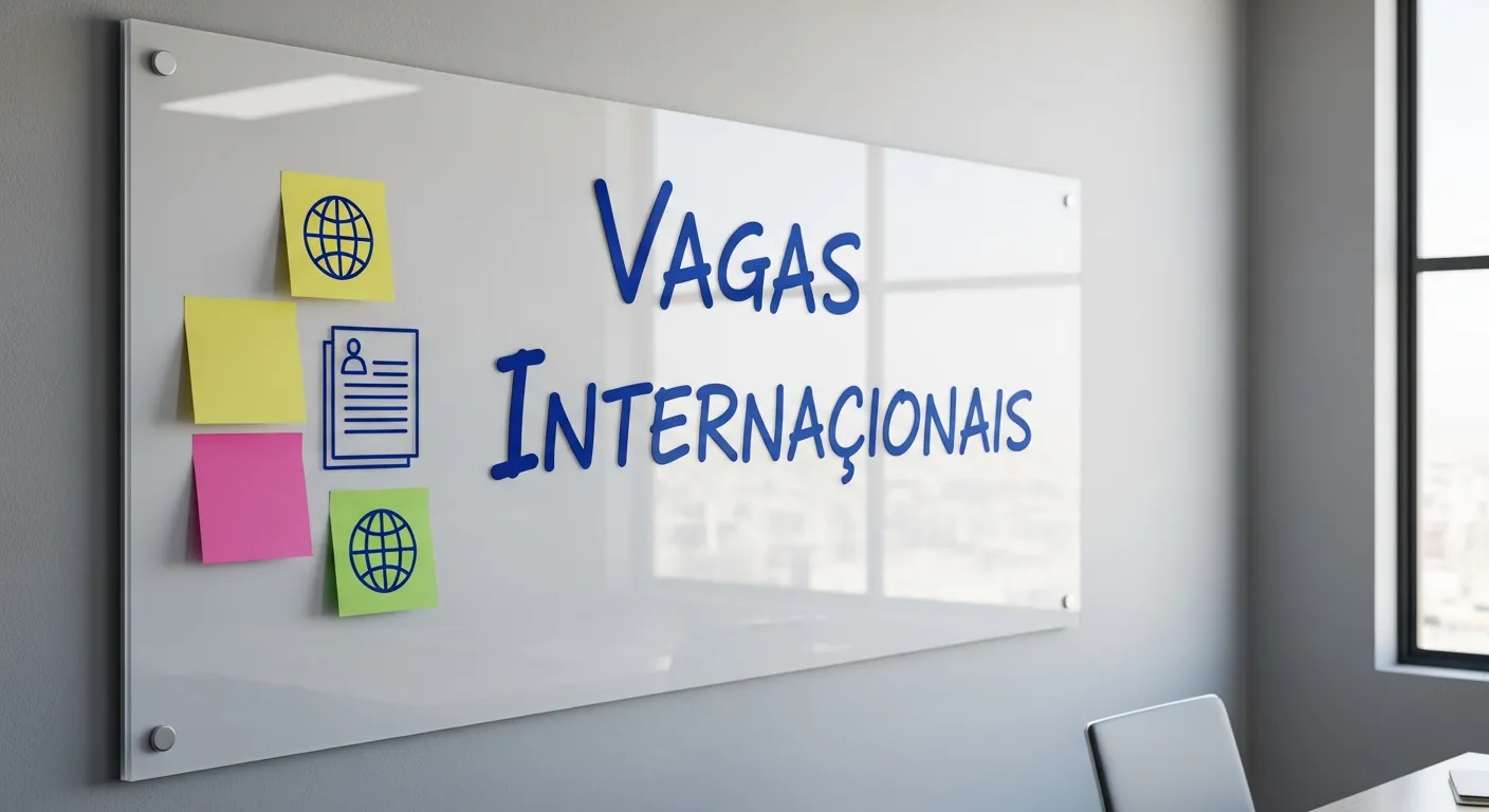 Lousa com dicas de vagas internacionais