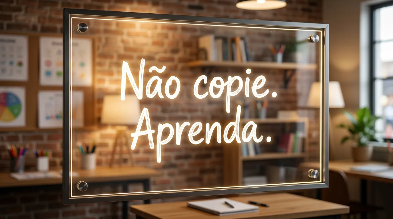 Lousa de vidro com frase sobre aprendizado ativo