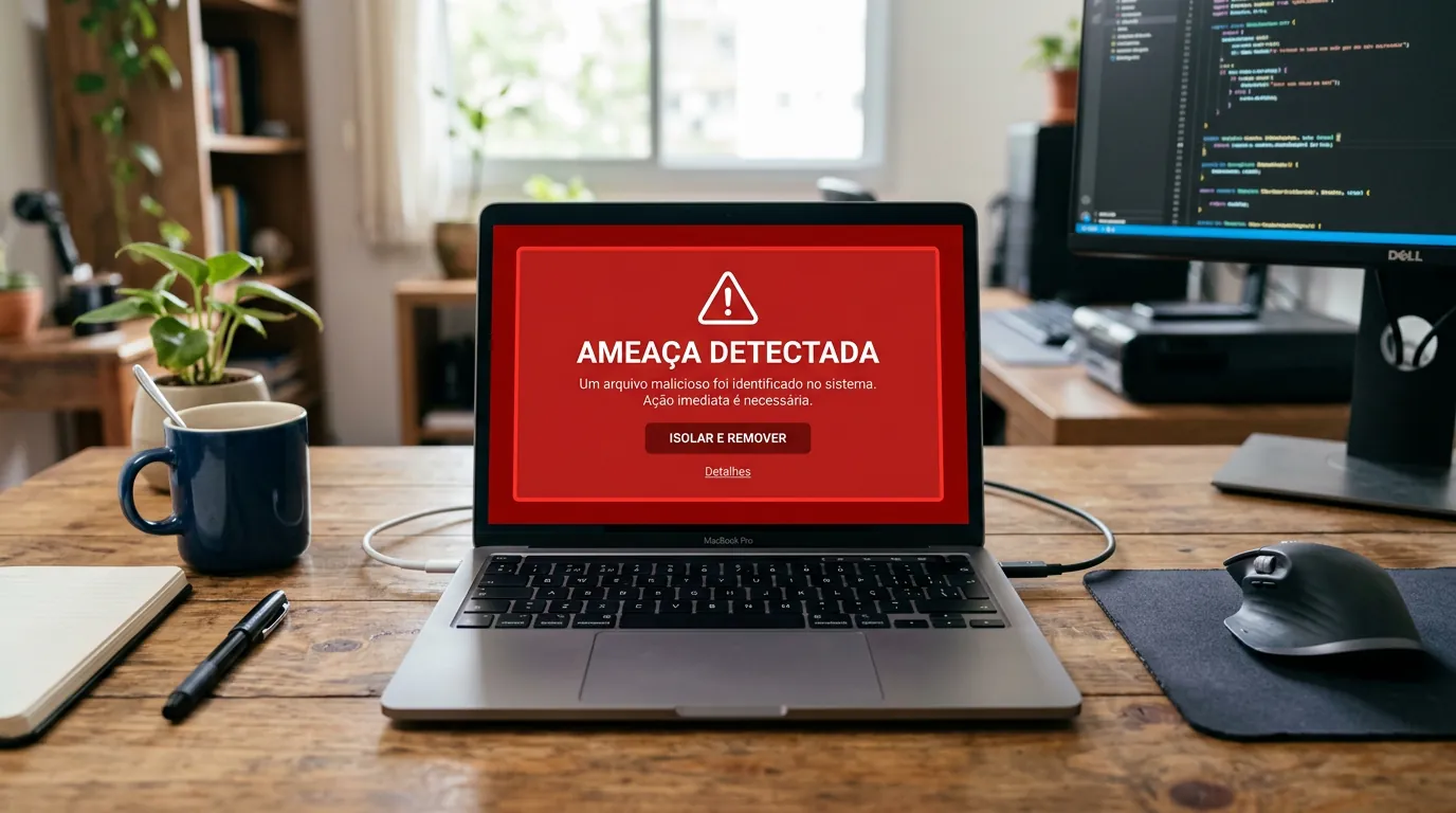 MacBook com aviso de vírus