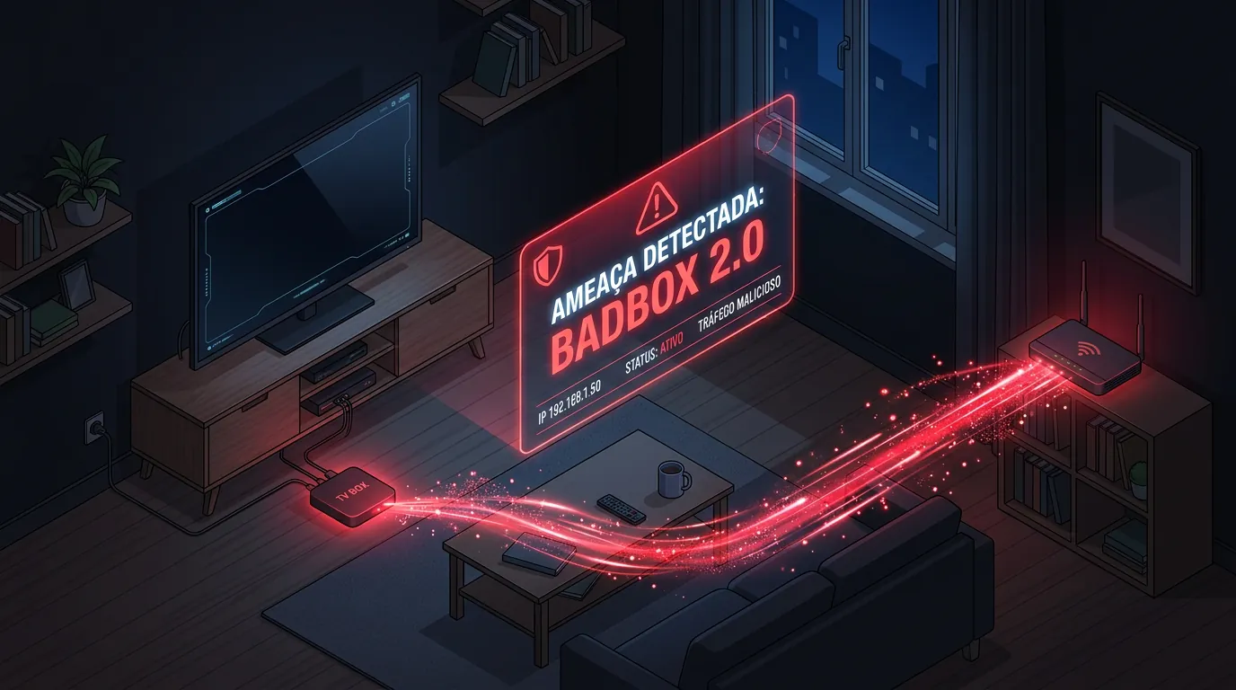 Infecção pelo malware BadBox 2.0 em TV Box pirata na rede Wi-Fi doméstica