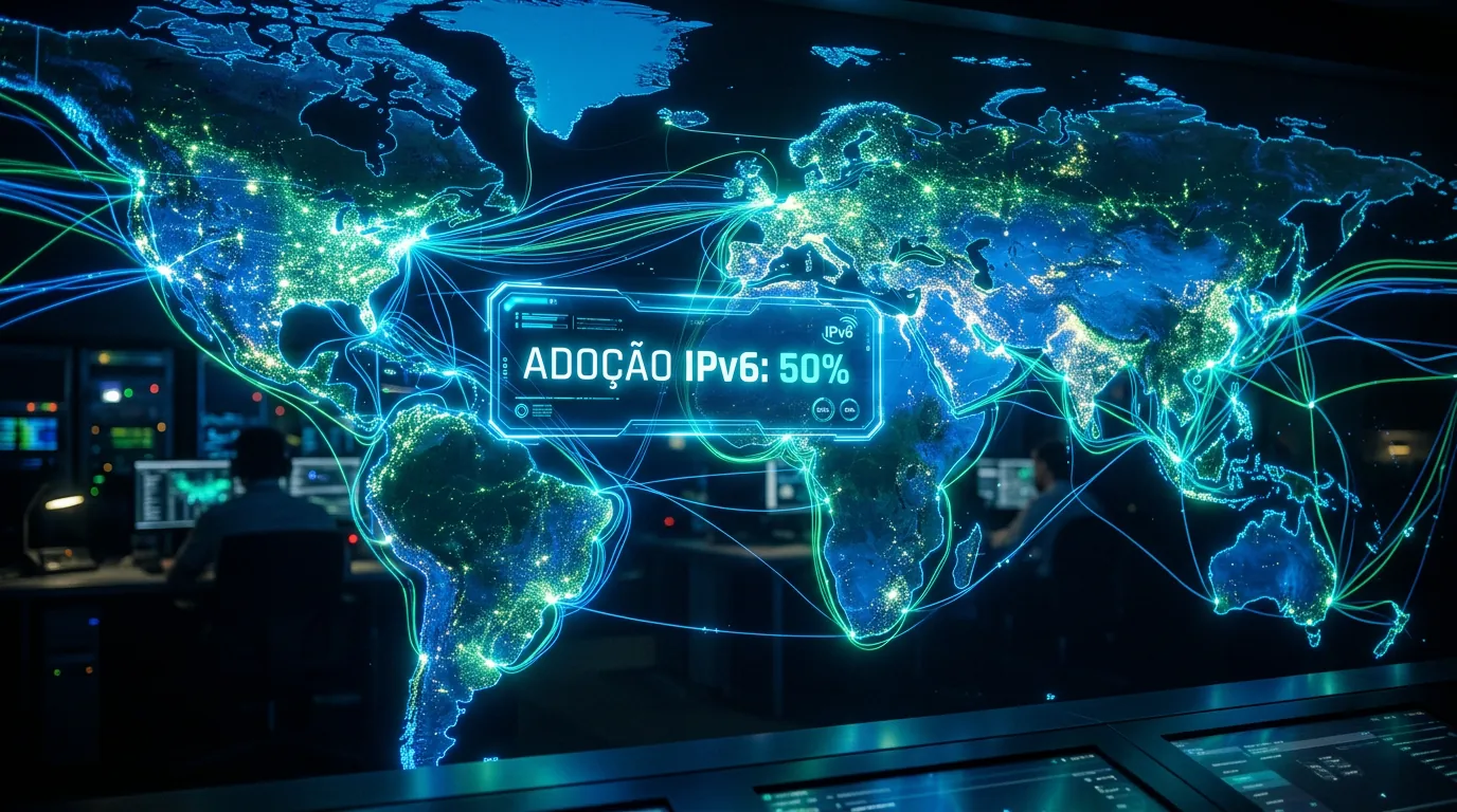 Mapa global de adoção do IPv6
