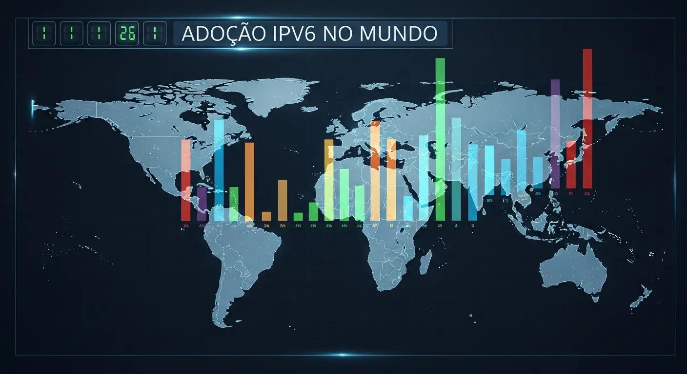 Mapa global de adoção do IPv6