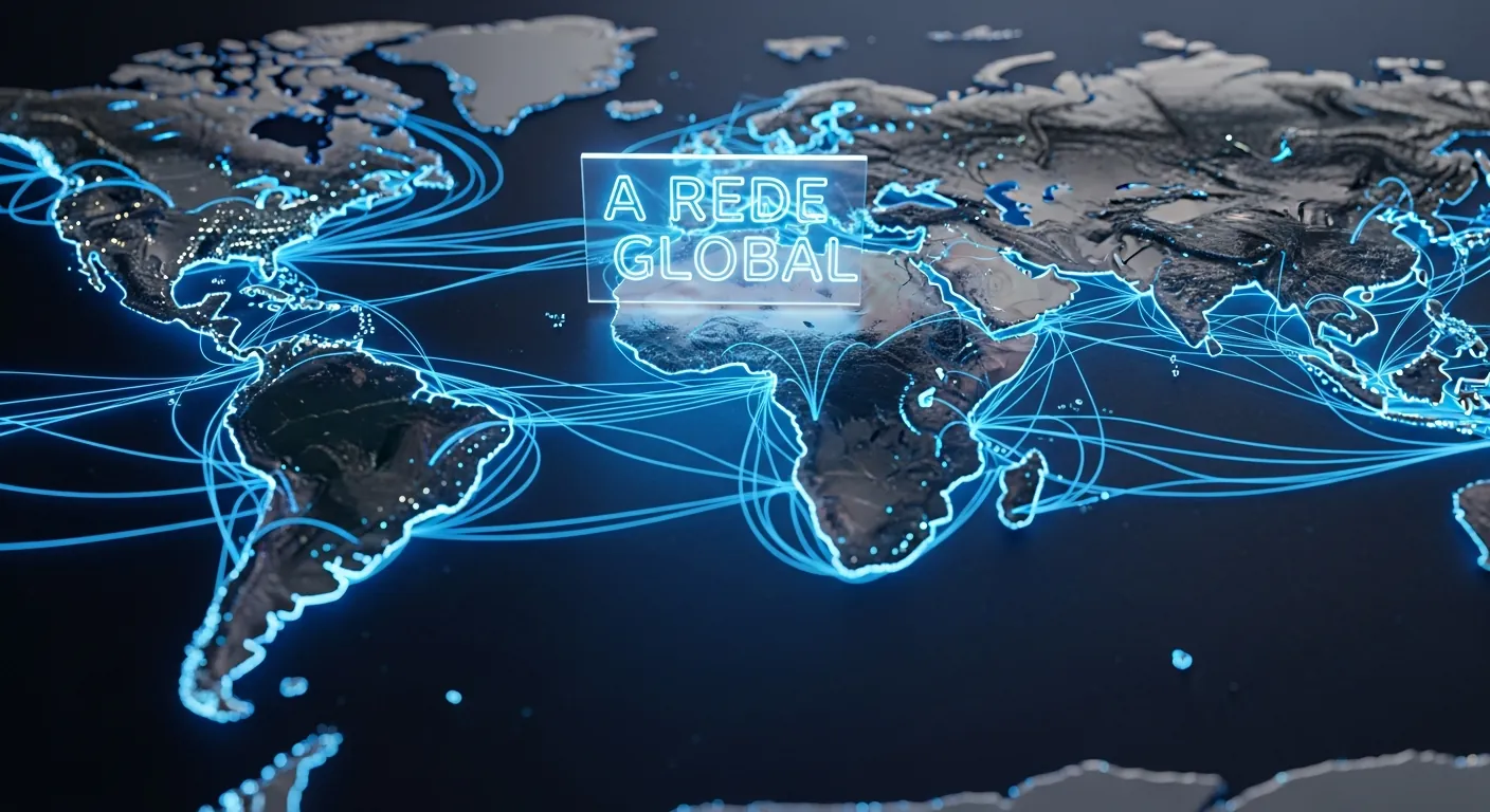 Mapa de cabos submarinos da internet em neon