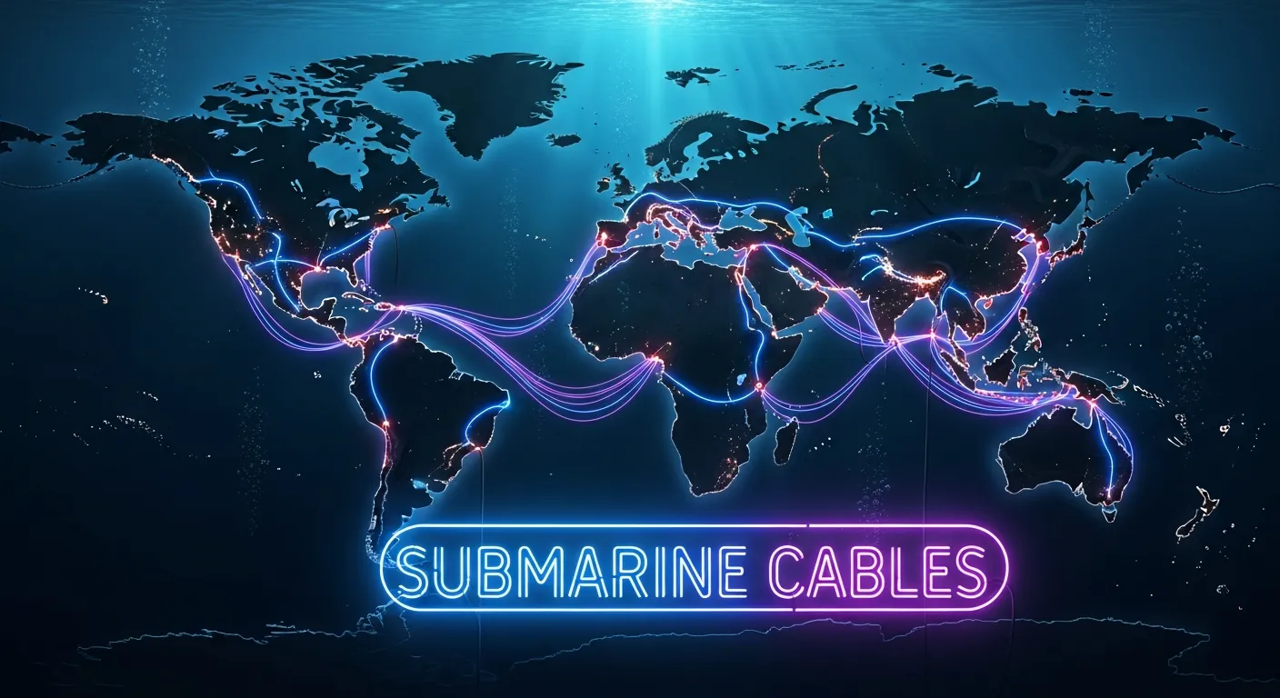Mapa de cabos submarinos conectando continentes